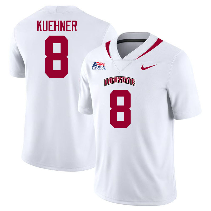 Lafayette Leopards #8 Mason Kuehner College Football Jerseys,Uniforms-White